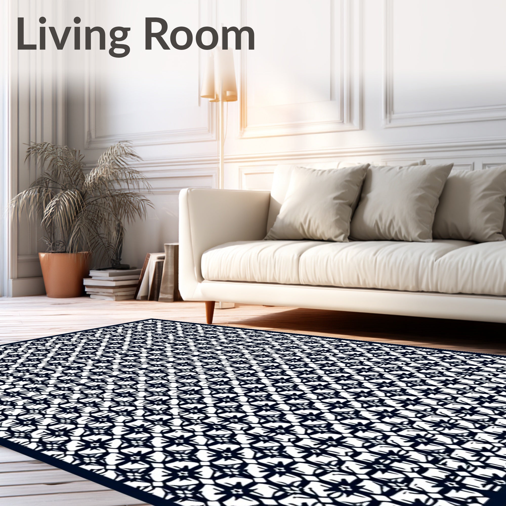 Dark Navy Starburst Lattice Rug