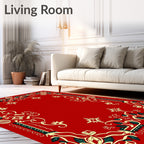 Crimson Floral Border With Emerald Accents Rug