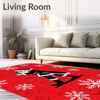Red Santa Snowflakes Swirls Collection Rug