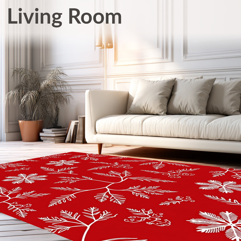 Crimson Fern and Berry Sprig Arrangement Rug