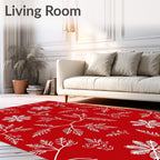 Crimson Fern and Berry Sprig Arrangement Rug