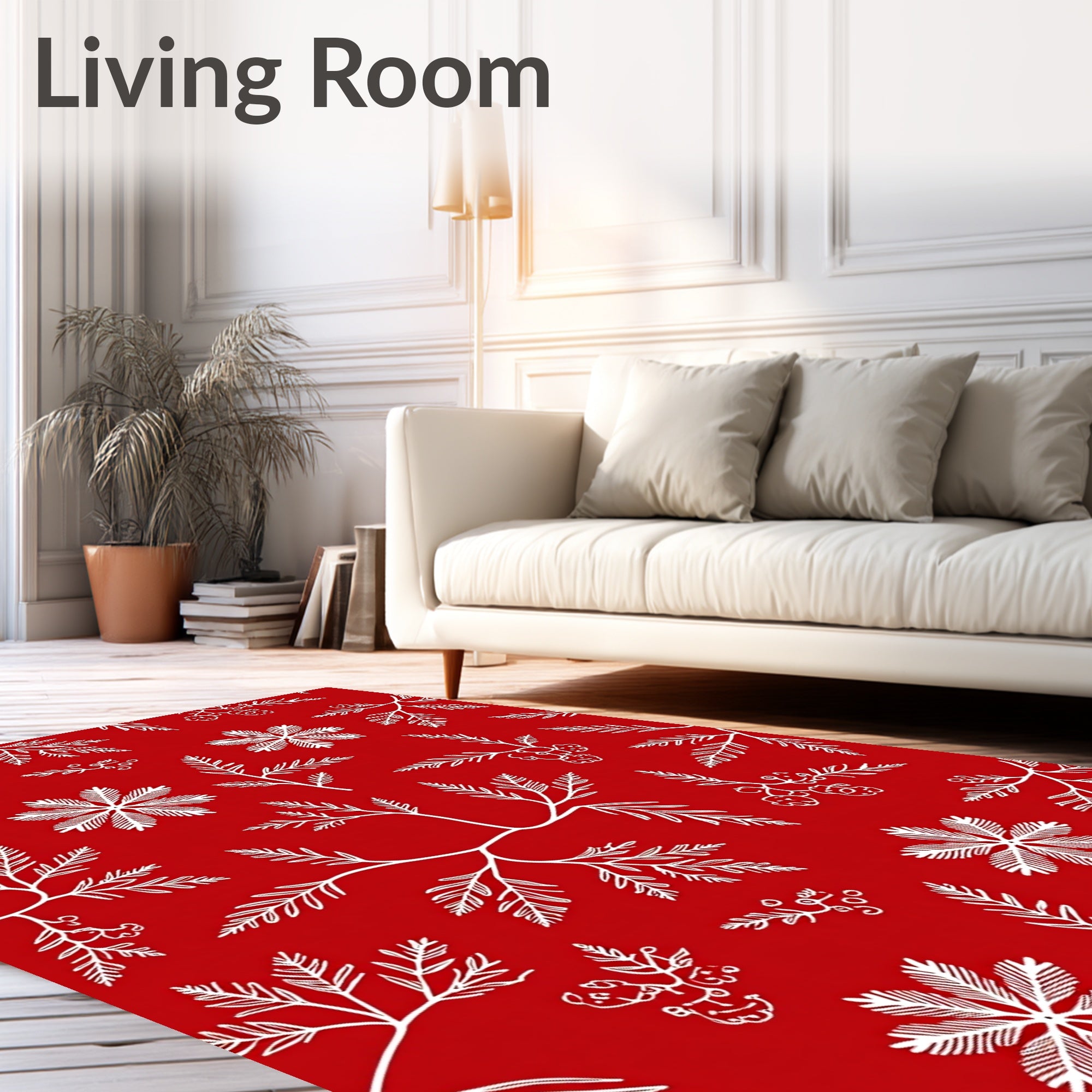 Crimson Fern and Berry Sprig Arrangement Rug