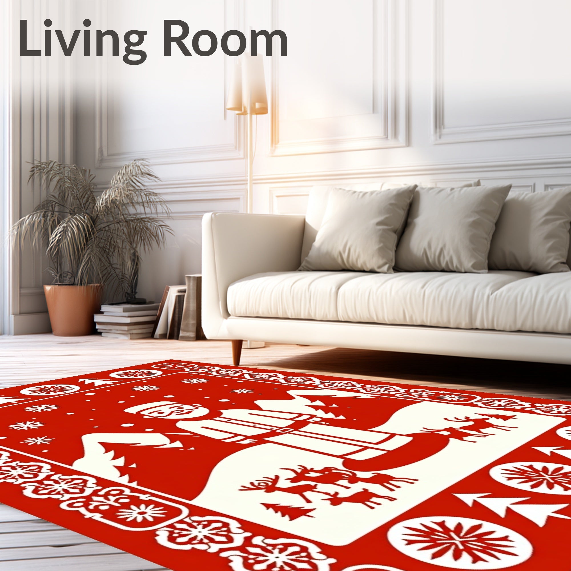 Merry Santa Woodland Scene Rug