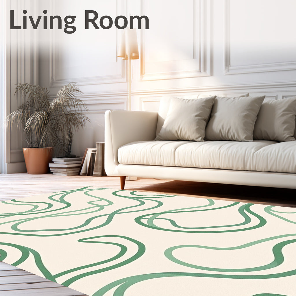 Green Vine Abstract Swirl Rug