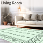 Pale Green Floral Bordered Rug