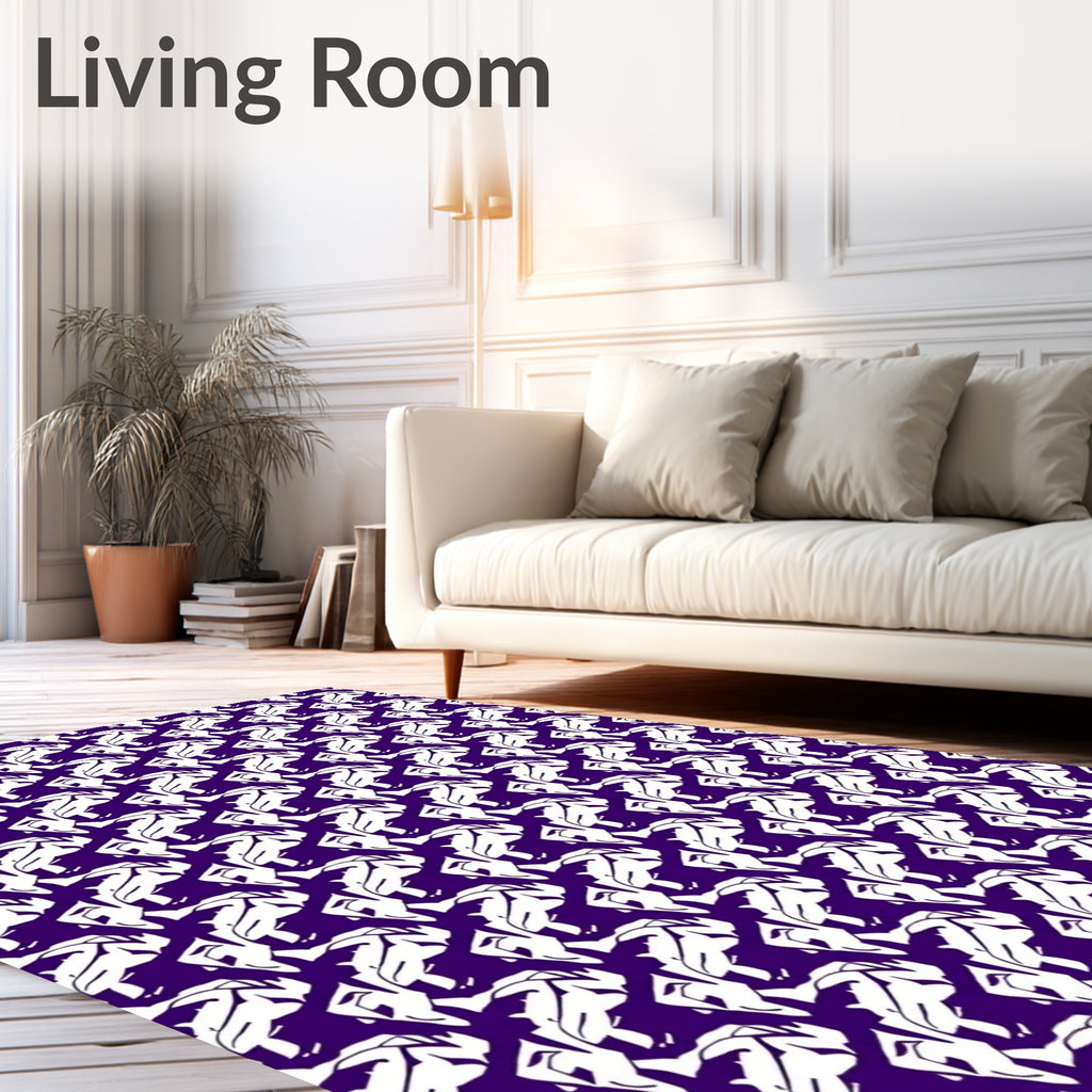 Bold Purple White Abstract Forms Rug