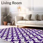 Bold Purple White Abstract Forms Rug