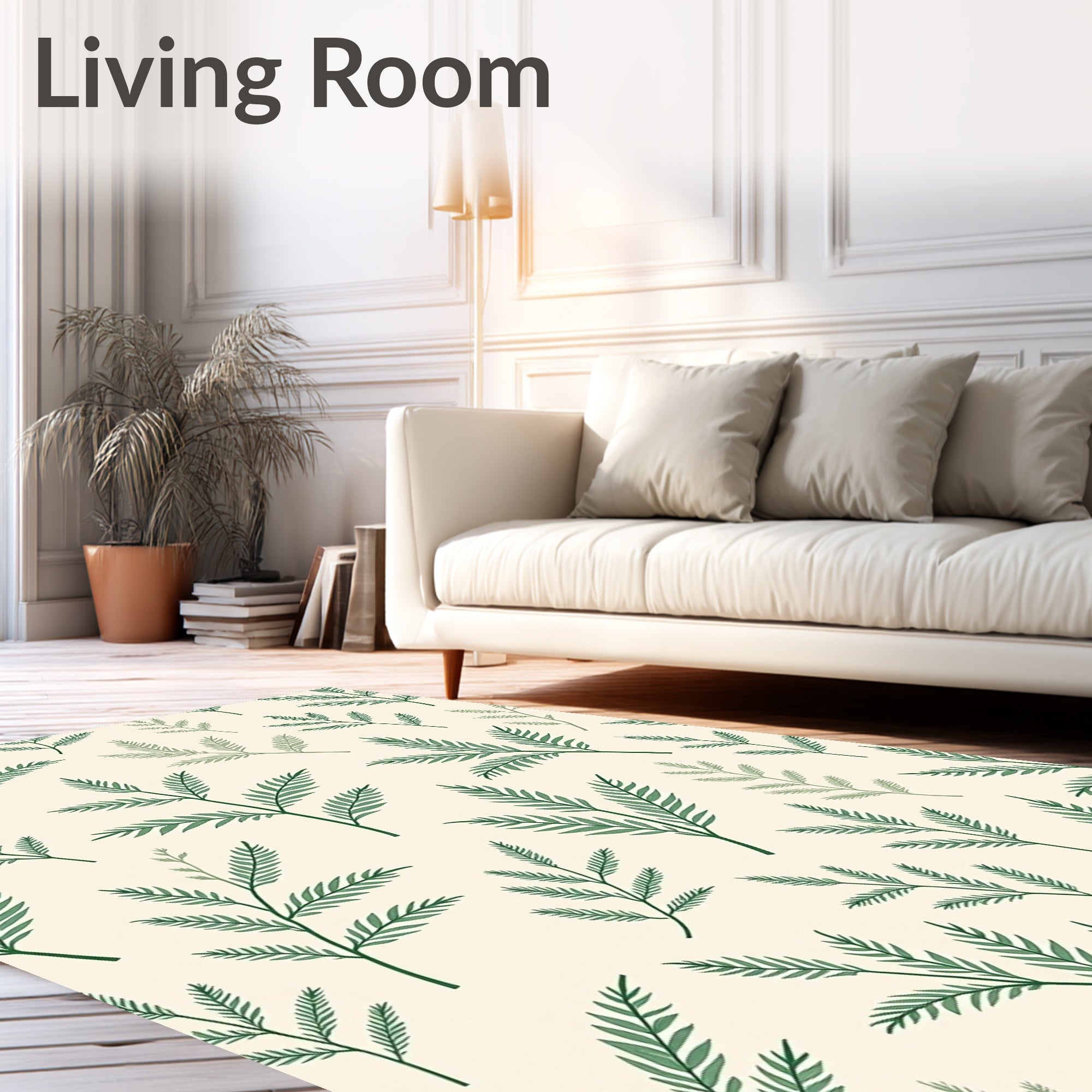 Green Fern Foliage All Over Print Rug