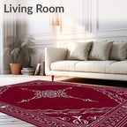Crimson and White Intricate Mandala Rug