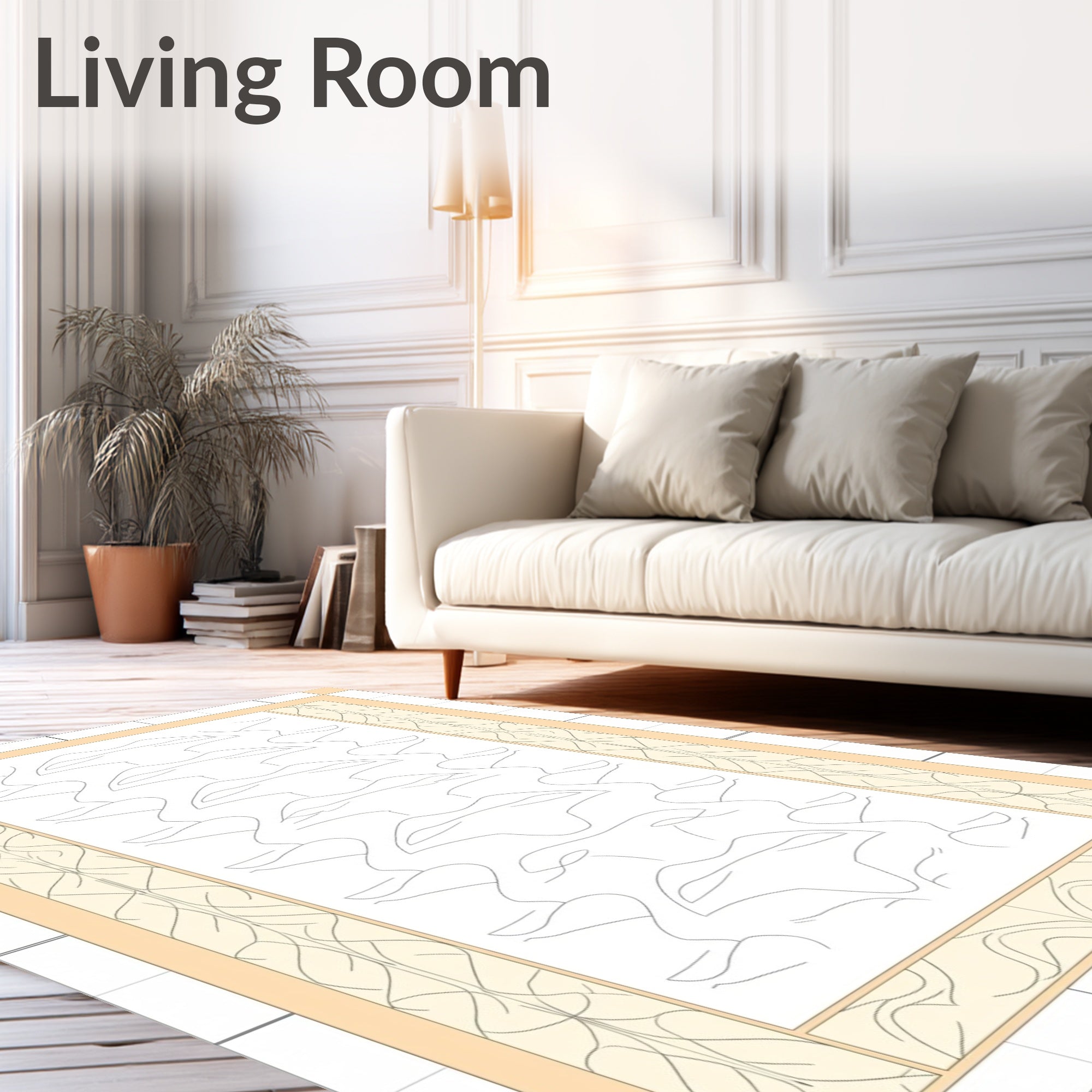 Abstract Peach Linear Lip Arrangement Rug