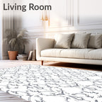 Silver White Elaborate Floral Scroll Rug
