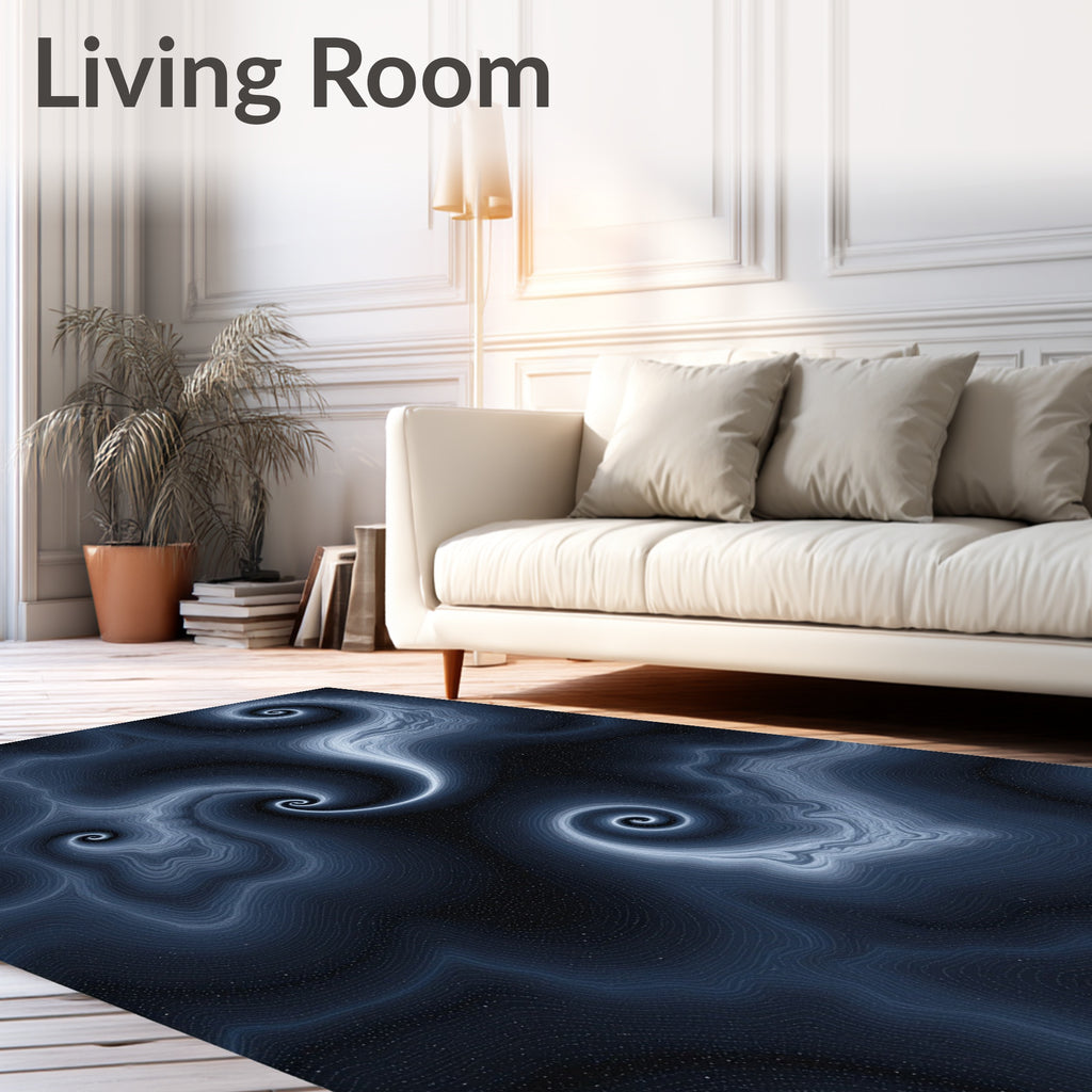Deep Indigo Cosmic Swirl Rug