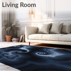 Deep Indigo Cosmic Swirl Rug
