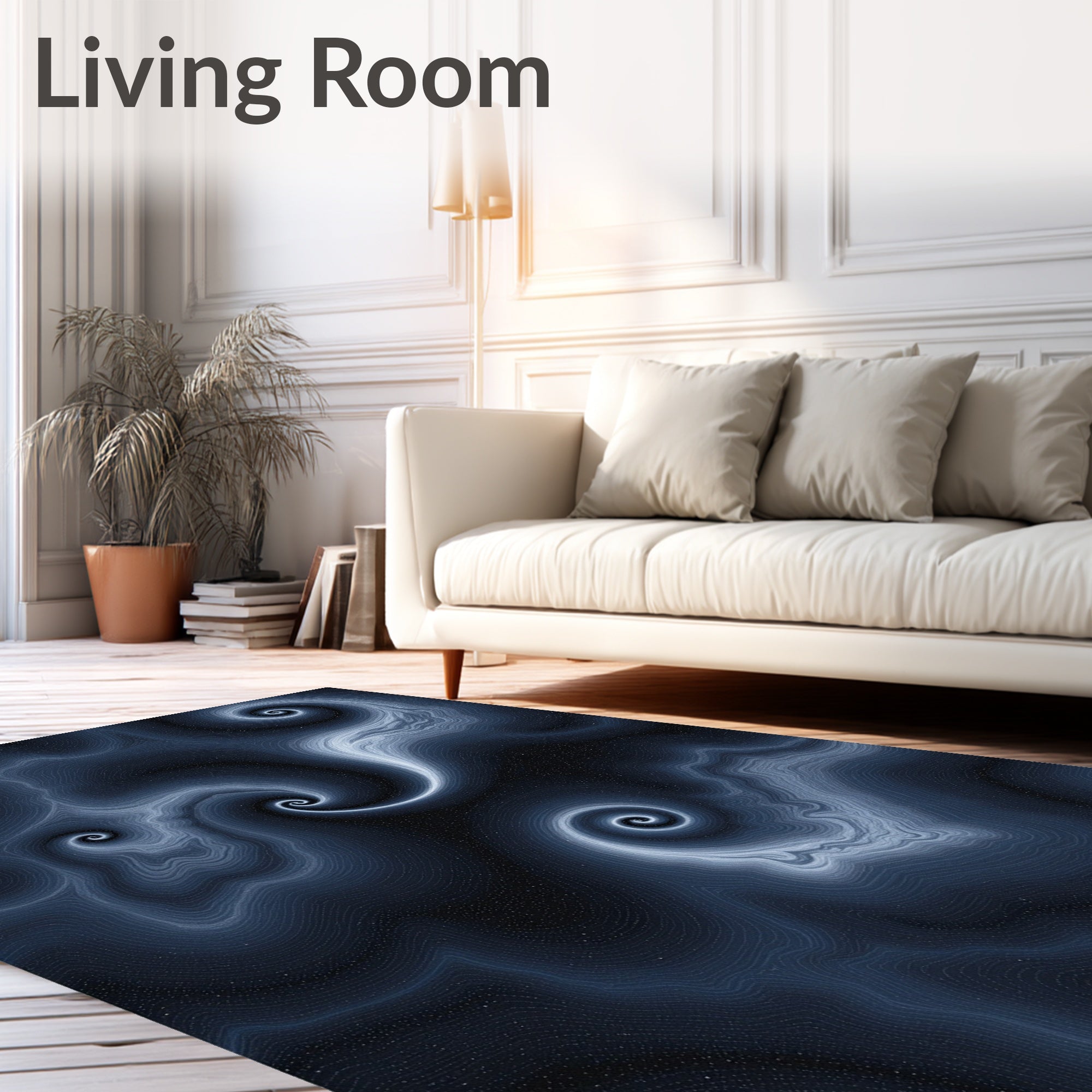 Deep Indigo Cosmic Swirl Rug