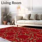 Crimson Gold Green Floral Wreath Rug