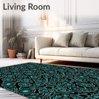 Turquoise Abstract Organic Swirls Rug
