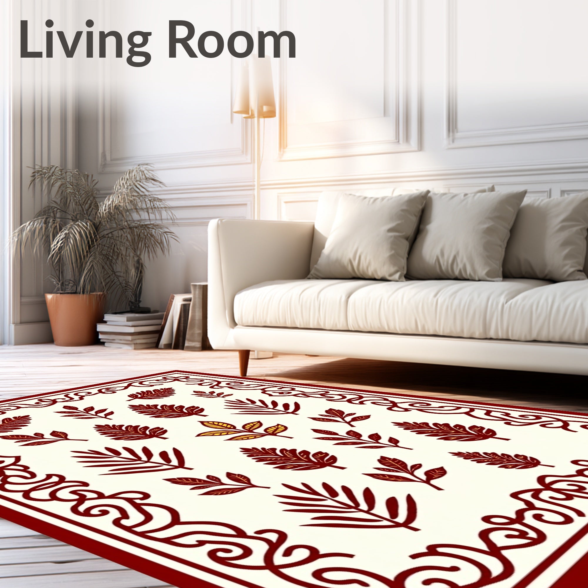 Crimson Foliage Medallion Border Rug