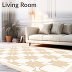 Cream Beige Interlocking Squares Rug
