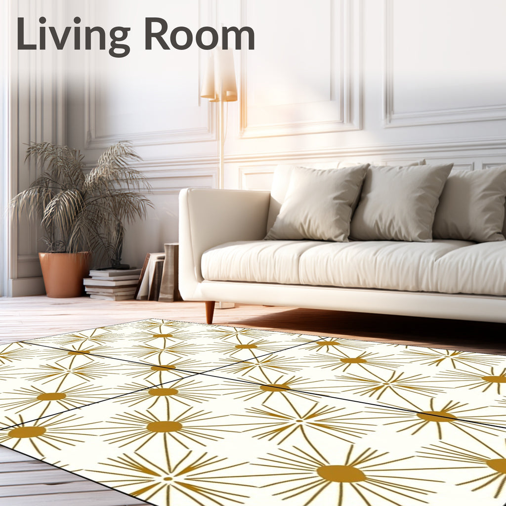 Golden Sunburst Starburst Cream Rug