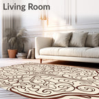 Cream Red Art Nouveau Swirl Rug