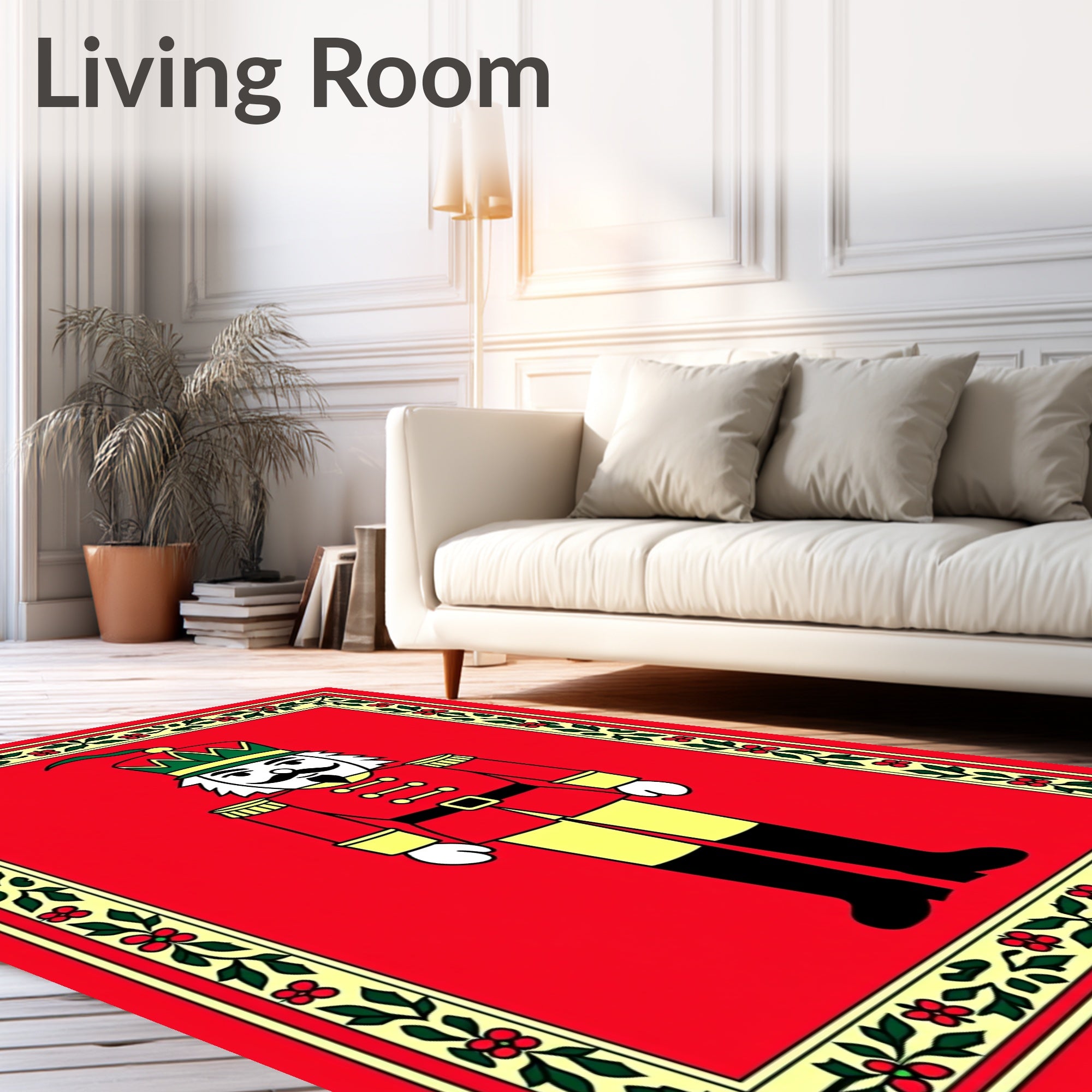 Festive Red Nutcracker Border Rug