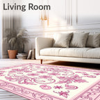 Pink Floral Acanthus Scroll Court Rug