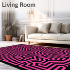 Bold Pink Maze Lines Rug