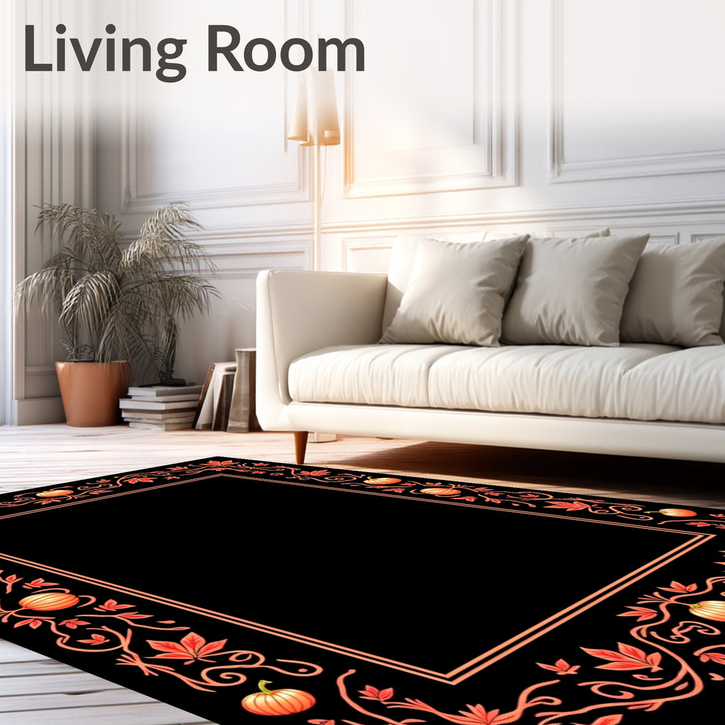 Autumn Pumpkin Vine Border Rug