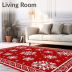 Festive Red Snowflake Scatter Rug