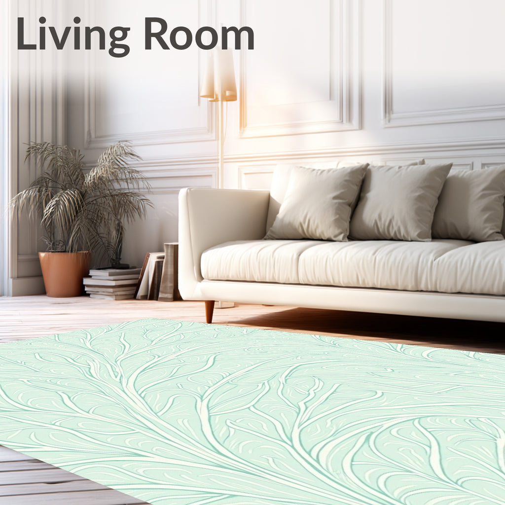 Pale Teal Art Nouveau Foliage Rug