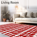 Classic Red Houndstooth Checkered Rug