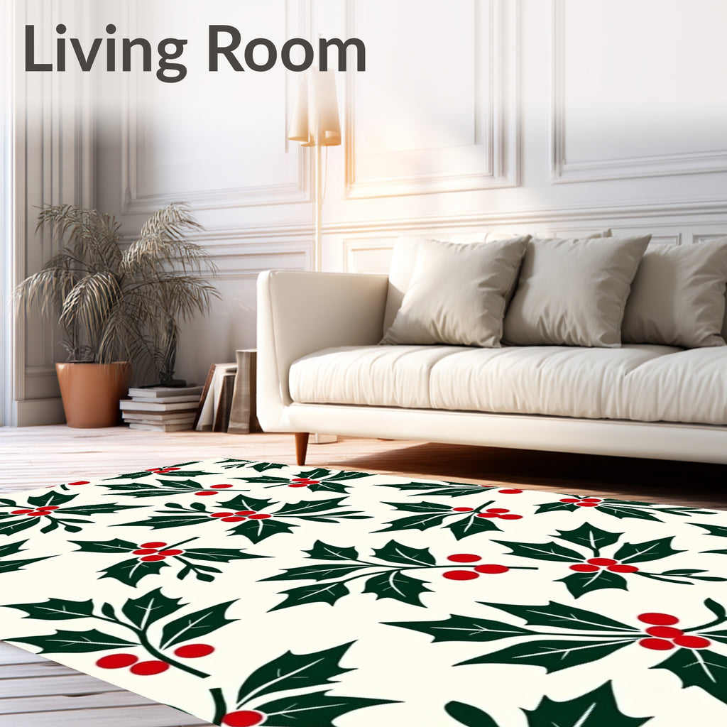 Classic Holly Berry Branches Rug
