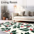 Classic Holly Berry Branches Rug