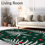 White Pine Tree Red Flower Sprinkle Rug