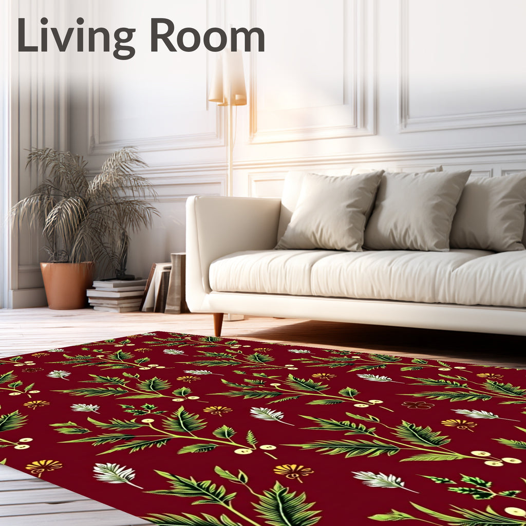 Deep Red Botanical Garden Vine Rug