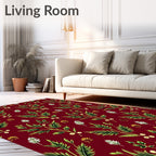 Deep Red Botanical Garden Vine Rug