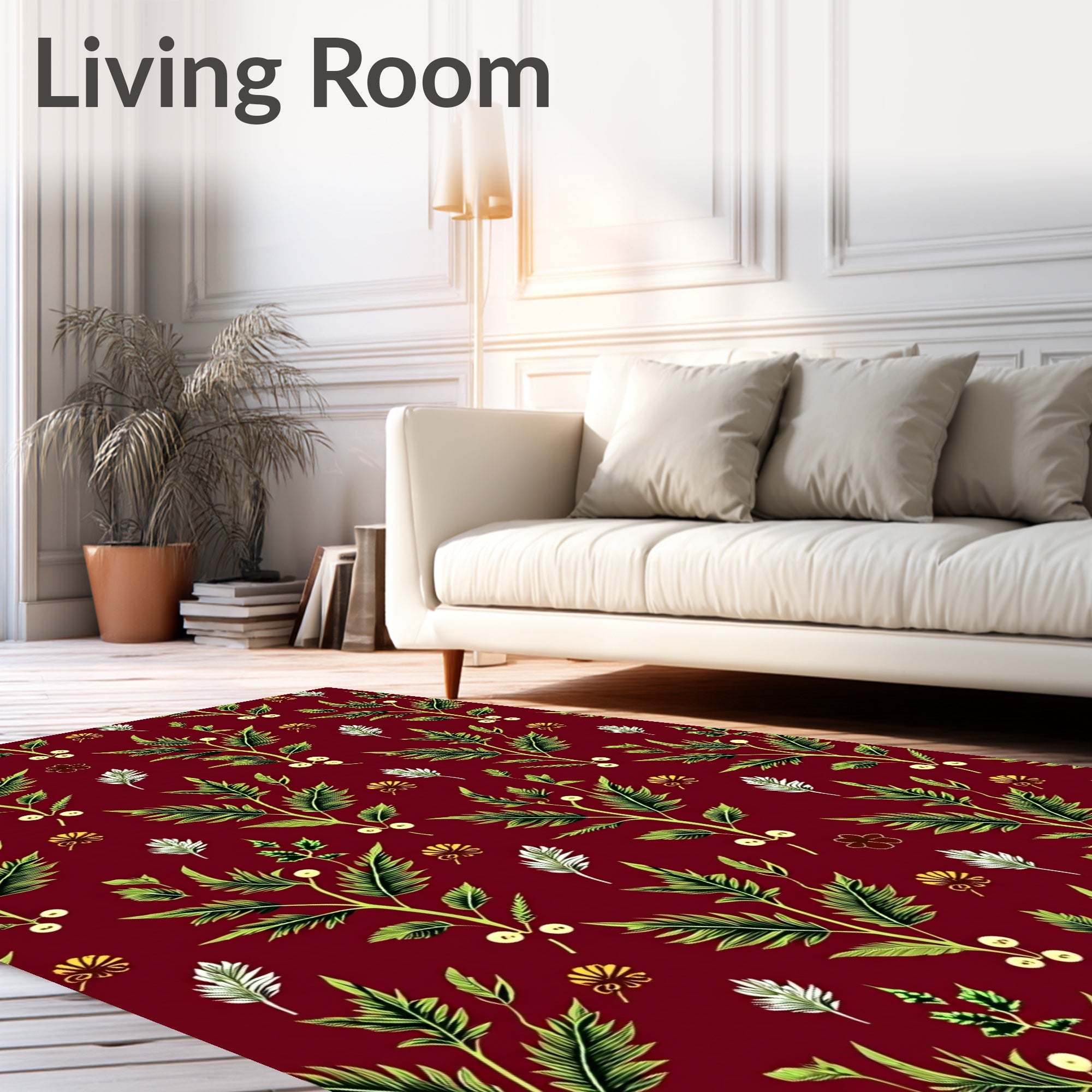 Deep Red Botanical Garden Vine Rug