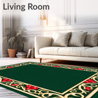 Ornate Gold Berry Vine Border Rug