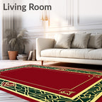 Elegant Red Green Golden Border Rug