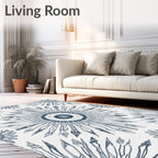 Navy Blue Radial Sunburst medallion Rug