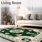 Emerald Cream Medallion Floral Border Rug