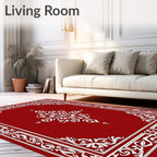 Crimson Red Ornate Floral Medallion Rug