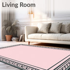 Pink Light Gray Art Deco Border Rug