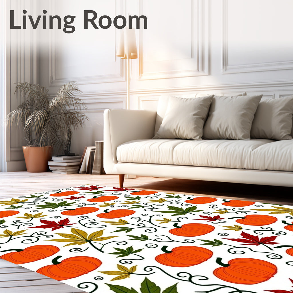 Autumn Pumpkin Maple Leaf Garland Rug