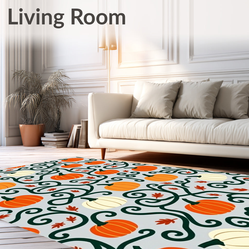 Autumn Pumpkin Vine Swirl Rug
