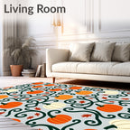 Autumn Pumpkin Vine Swirl Rug