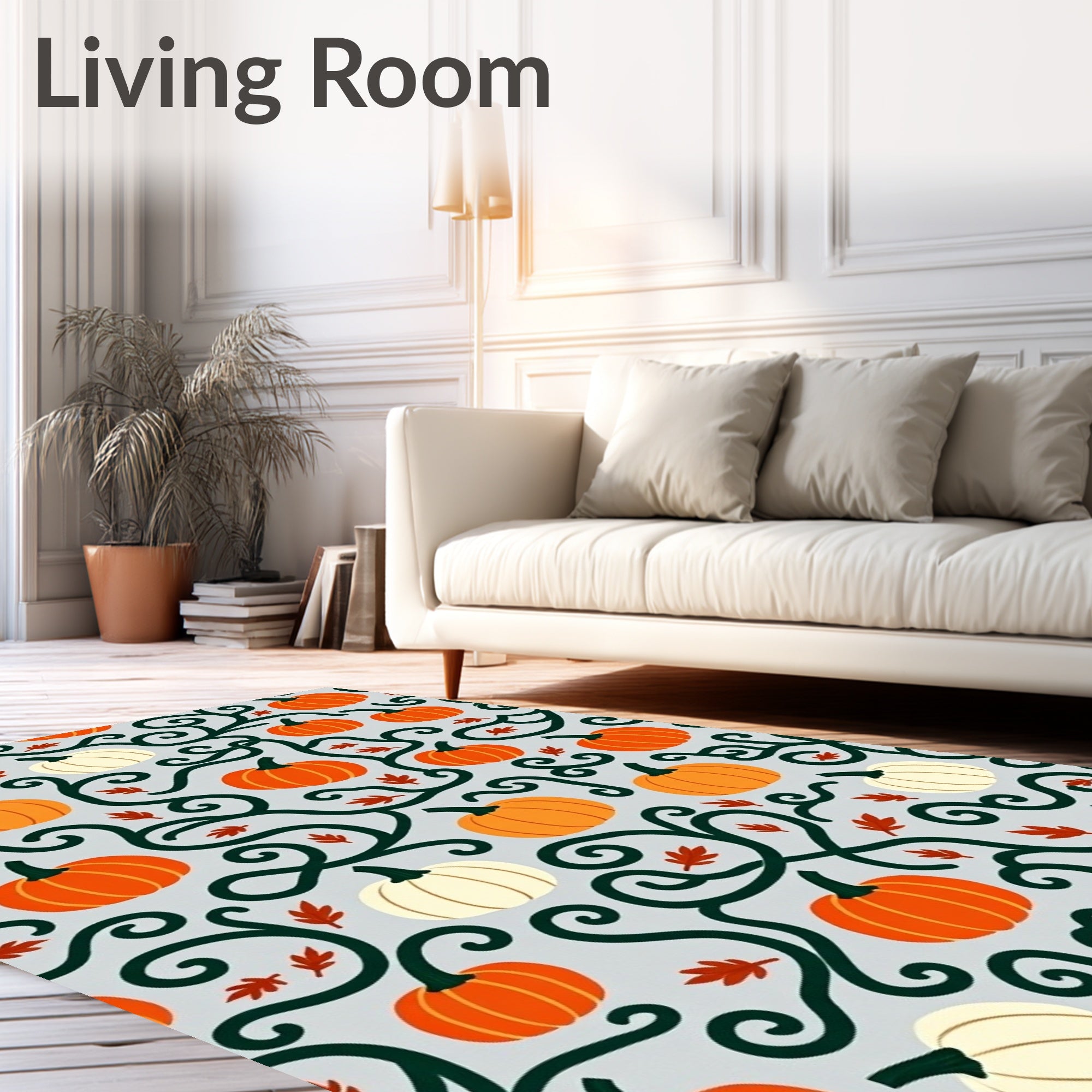 Autumn Pumpkin Vine Swirl Rug