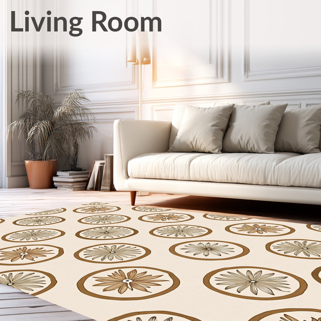 Retro Floral Medallion Earth Tone Rug