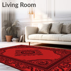 Crimson Red Ornate Border Medallion Rug