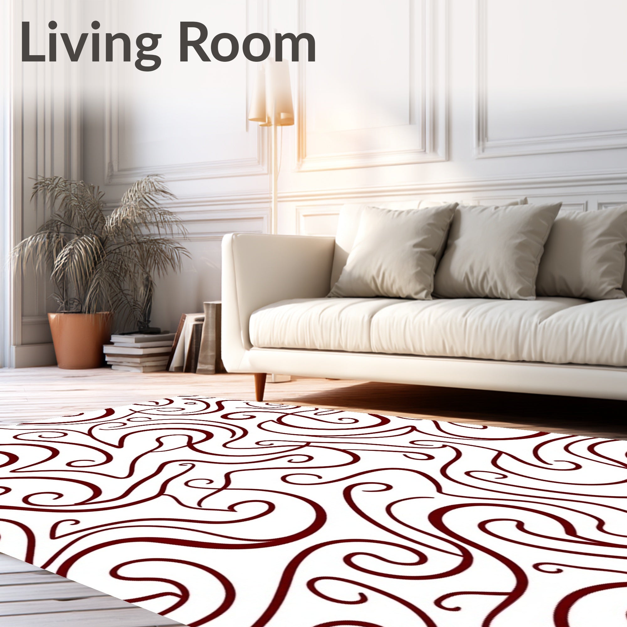Crimson Swirl Harmony Curving Lines Rug